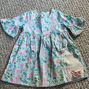 Mud Pie Pink and Blue Sundress with Flutter Sleeves